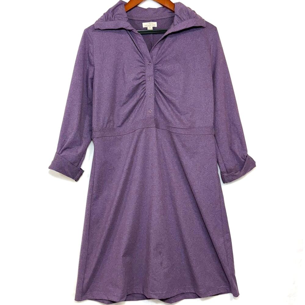 Tehama Outdoor M Pastel Purple Ruched Midi Heather Dress Golf Active Summer Soft